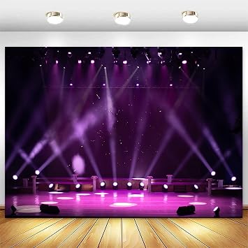 Withu Stage Purple Spotlight Backdrop Fabric Concert Live Show Drama Music Dance Disco Party Decorations Banner Birthday Prom Festival Events Photography Background 7x5ft