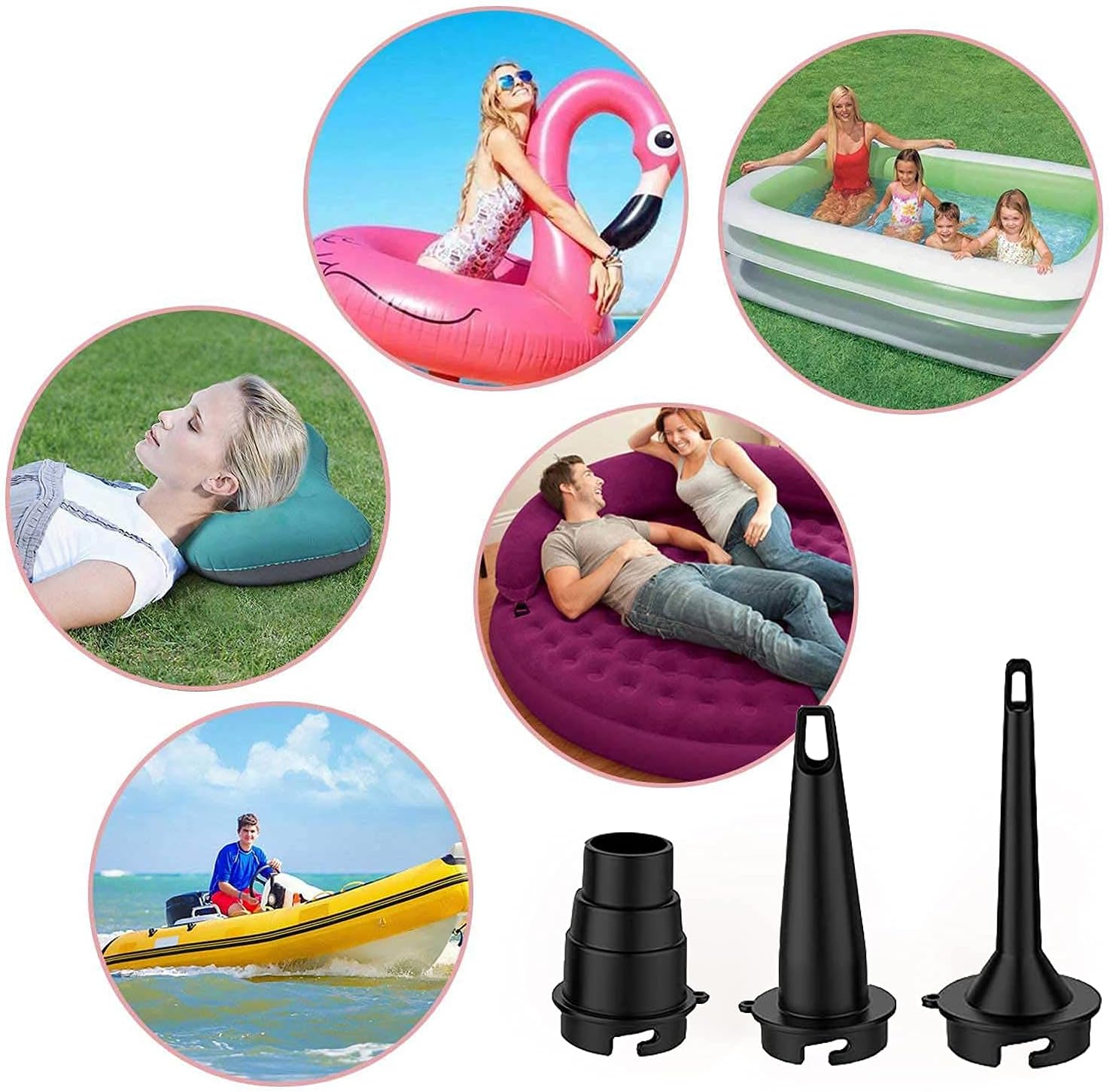 BUYMAX Electric Air Pump for Inflatables, Rechargeable Battery Air Pump for Air Mattress, Pool Floats, Air Bed, Portable Inflator/Deflator Pump with 3 Nozzles - USB : Home & Kitchen