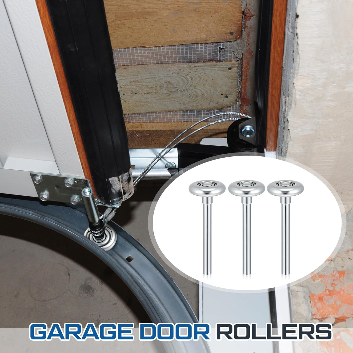 Shimeyao 20 Pcs Steel Garage Door Rollers Replacement 1.8 Inch Wheels with 10 Pcs Ball Bearings for 2 Inches Garage Track, Silver(4 Inch Stem)