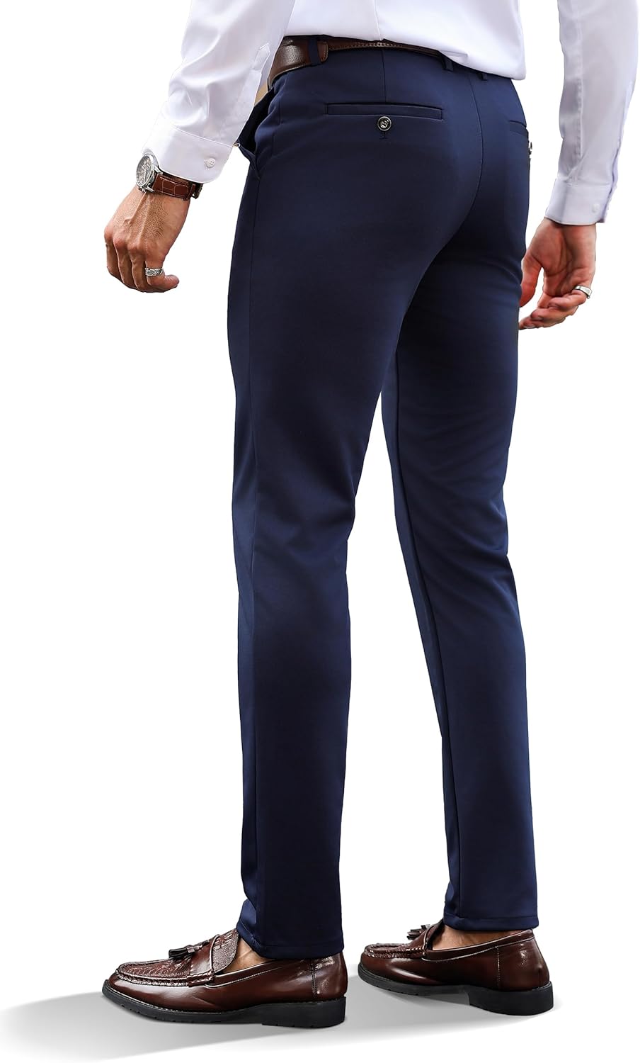 Men's Dress Pants Slim Fit Flat Front Wrinkle-Resistant Premium Business Casual Pant - Easy Care, Versatile Style - Image 2