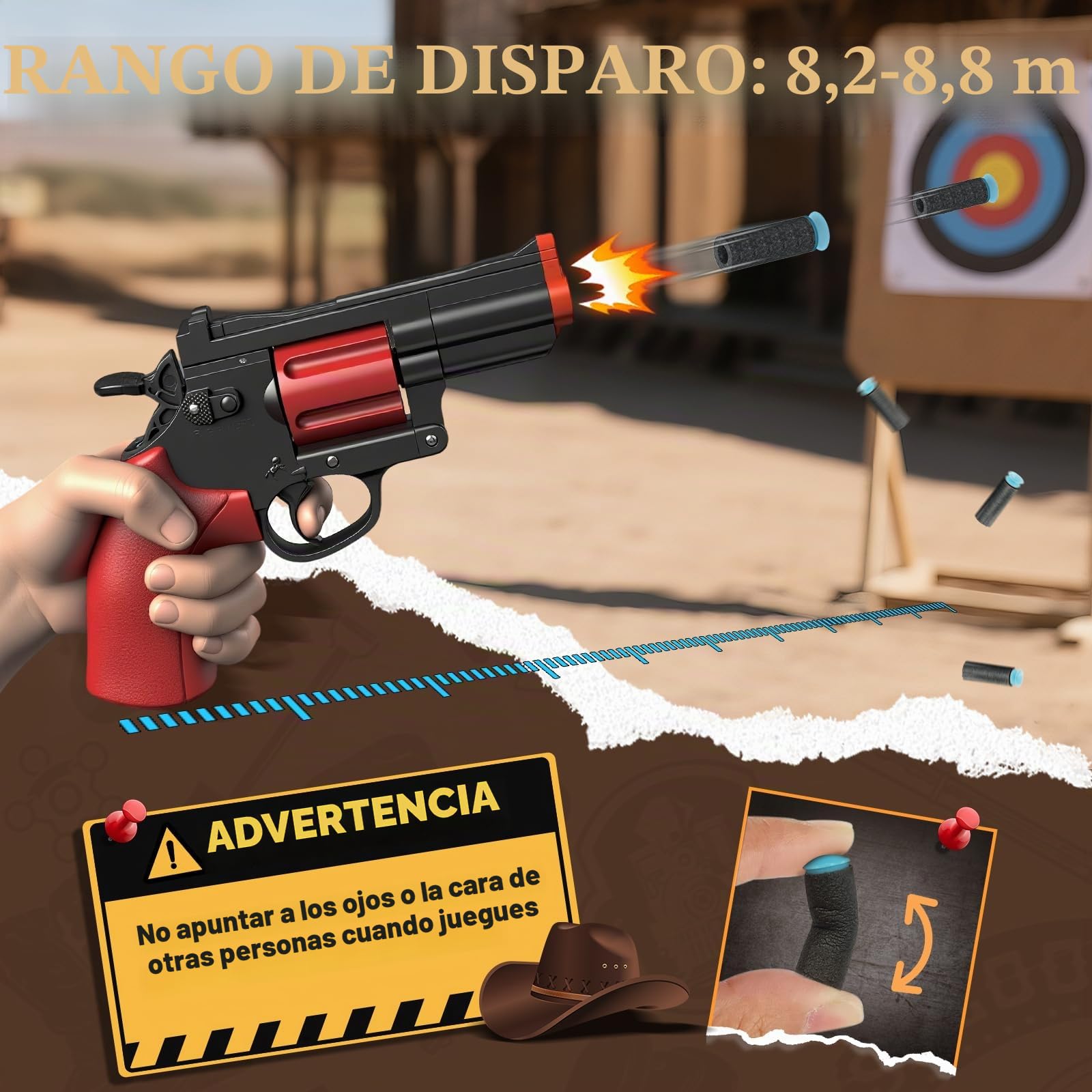VATOS Revólver de Juguete de Espuma Blaster, 2 piezas con 72 bolas suaves, modelo educativo de tiro para niños y niñas de 10+ años