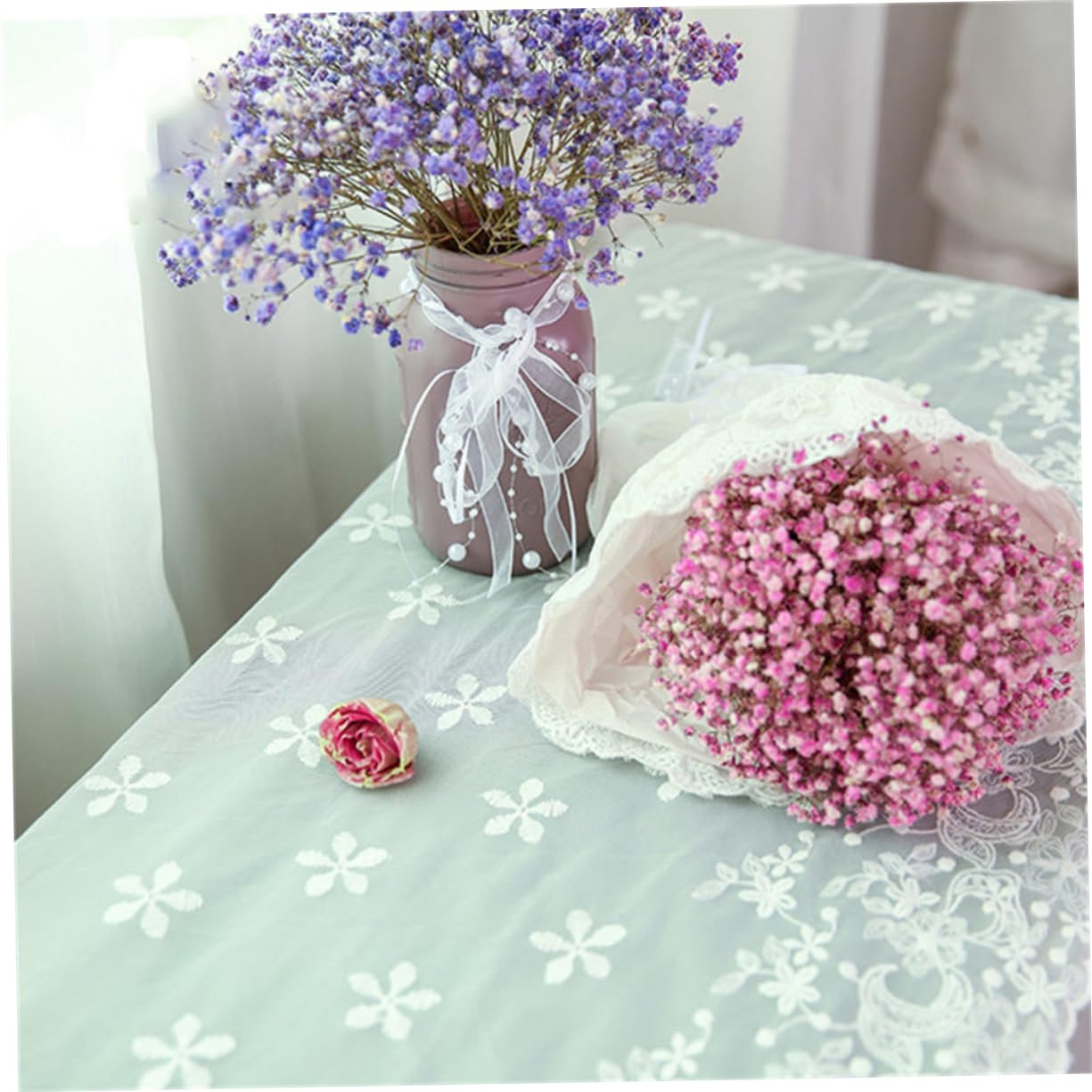 SEWACC Bindeband Für Brautstrauß 3 Rollen Piyester Gurtbänder Für Party Geschenkband Blumenstraußbänder Für Paket Hochzeitsband Dekoratives Perlenband Hochzeitsdeko Perlen