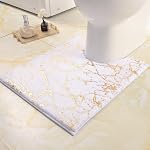 QJHOMO Marble Rug salle de bain noir et or Décor Rugs salle de bains non glissante tapis de bain Super absorbant en microfibre en peluche machine de bain lavable tapis de sol pour baignoire, douche, chambre (20x32 de pouce)