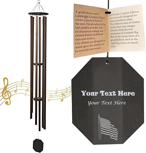 Miniatura 10 de Lambright Chimes Ocean Breeze - Campanilla de viento personalizada de bronce de 36 pulgadas de alto, campanillas de viento personalizadas para