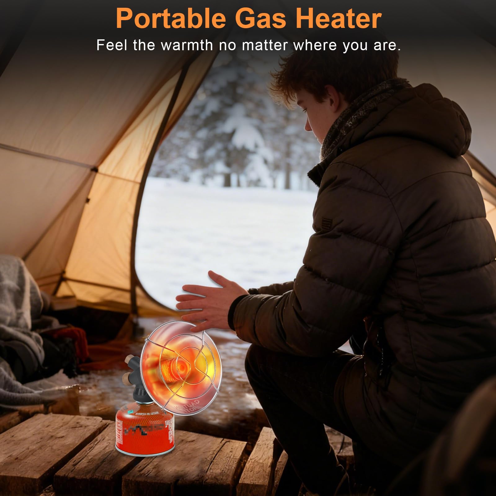 Stufa a gas portatile, riscaldamento per tenda Ragbare Gas15000 12500 10000 BTU a 3 livelli, con accensione elettrica, base pieghevole, compatibile con 28 gas per bottiglie UNEF per pesca, escursioni