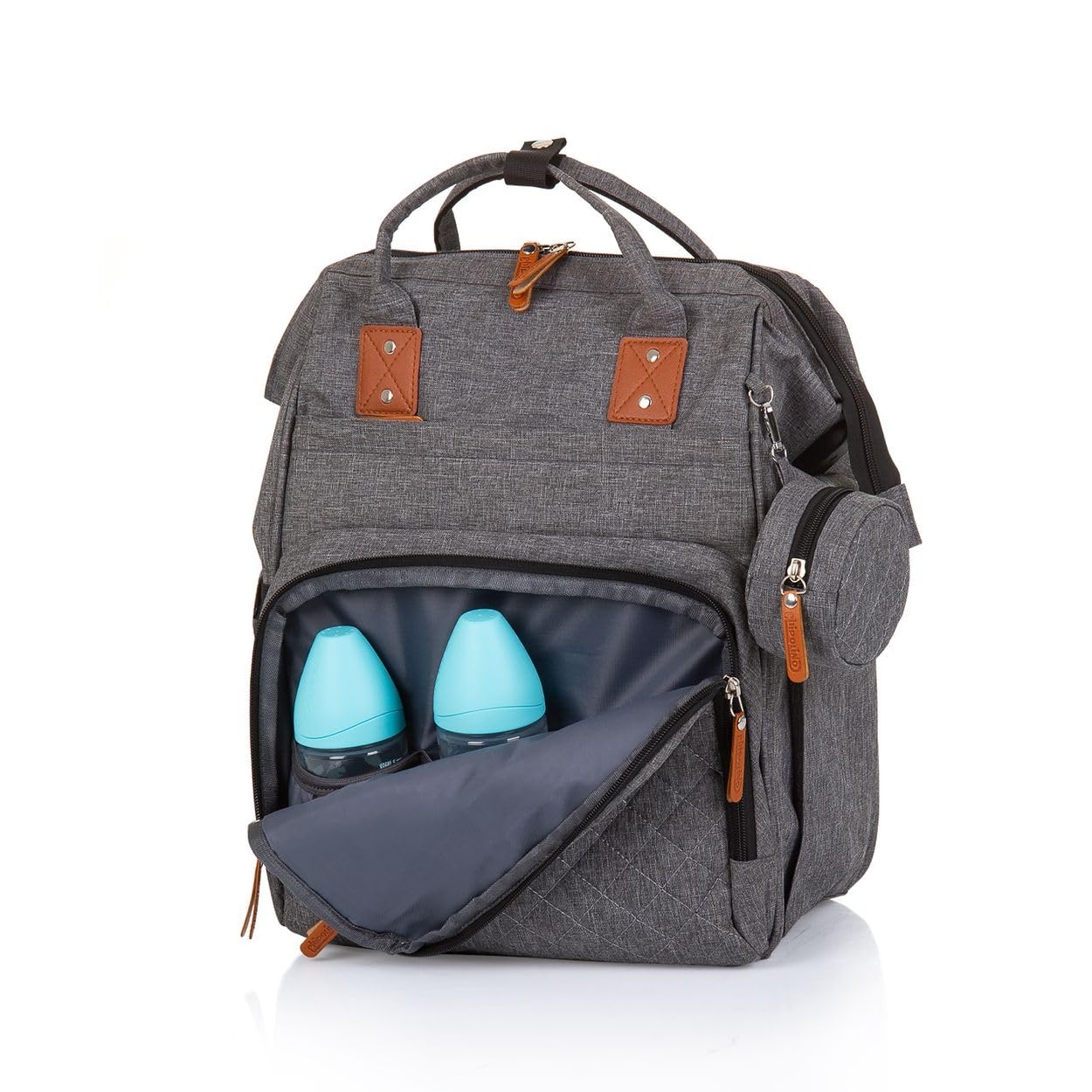 Chipolino, borsa fasciatoio, zaino per carrozzina, borsa per ciuccio con zip, colorazione:grigio