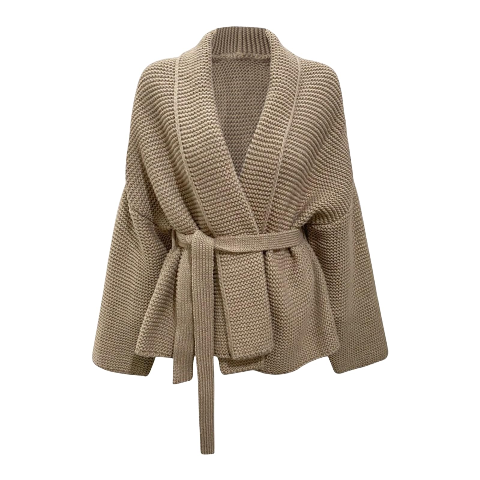 Belted Cardigan Sweater for Women Casual V Neck Wrap Sweater Trendy Open Front Chunky Cable Knitted Coat Outerwear