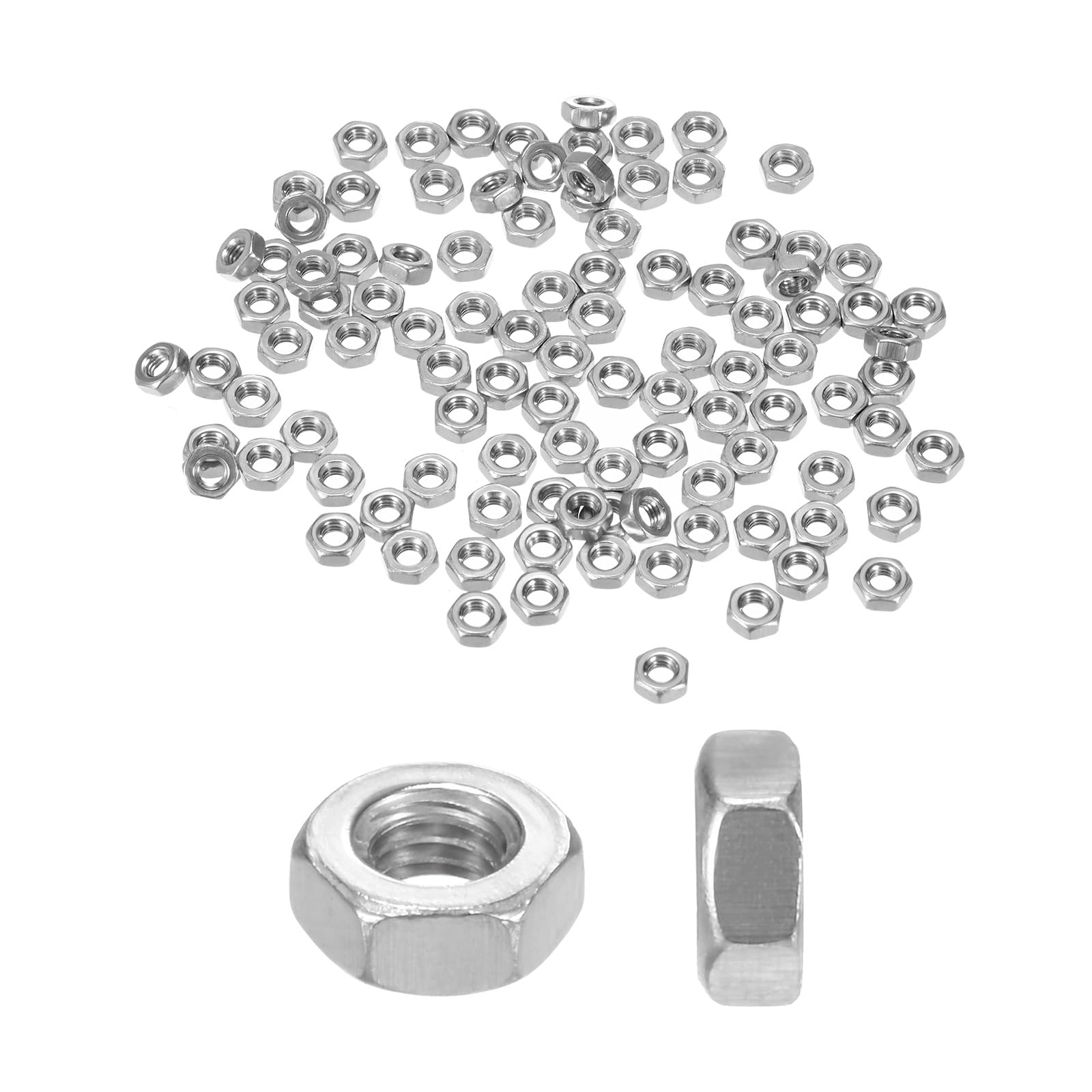 M METERXITY 100-Pack Metric Hex Nuts M3 x 0.5mm Thread Stainless Steel Hexagon Nut Hex Nut Metric Nuts for Machinery/Automotive/Repair/Industrial