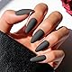 Glamnetic Press On Nails - Red Bottom | Red Accent Dual Side Medium Almond Fake Nails with a Black Matte Finish, Salon Quality Halloween Nails | 15 Sizes - 30 Nail Kit with Glue Product Image 1