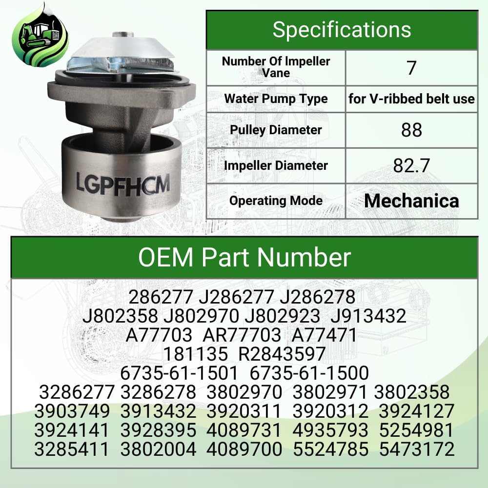 3286277 6735-61-1501 Water Pump For Cummins 4BT 3.9L 6BT 5.9L For Komatsu 6D102 S6D102 PC200-6 For Case IH 1840 40XT 60XT 70XT 85XT 90XT 95XT Tractor 580 Mx100 For For-d Truck B700 Cf700