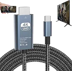 Cabo adaptador HDMI USB tipo C MHL trançado 4K HD conversor de vídeo HDTV para espelhamento para projetor, monitor, TV, compatível com laptop HP, MacBook, Samsung Note 9, 20 Plus, Galaxy S20, S21,