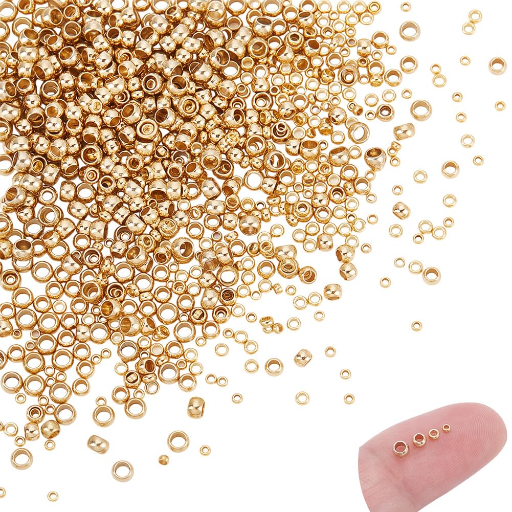 48 Perline Distanziali Piatte In Acciaio Inox Oro – 4/5/6/8 Mm, Foro 1.2-1.8 Mm, Per Creazione Gioielli Fai Da Te