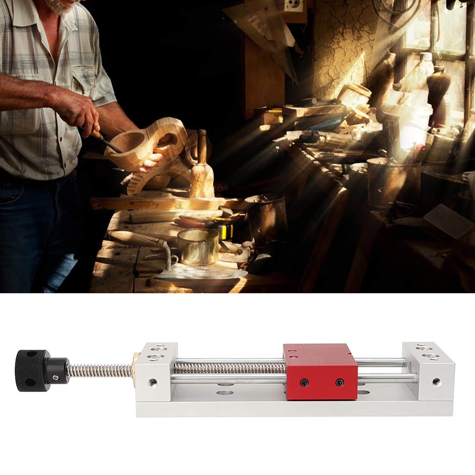 Marhynchus Imadło Stołowe Aluminiowy Zacisk Stołowy Obrabiany CNC 100 Mm Zakres Mocowania Konstrukcja z podwójną tuleją Polerowane Oksydowane Wykończenie do Napraw Obróbka Drewna Obróbka Metali