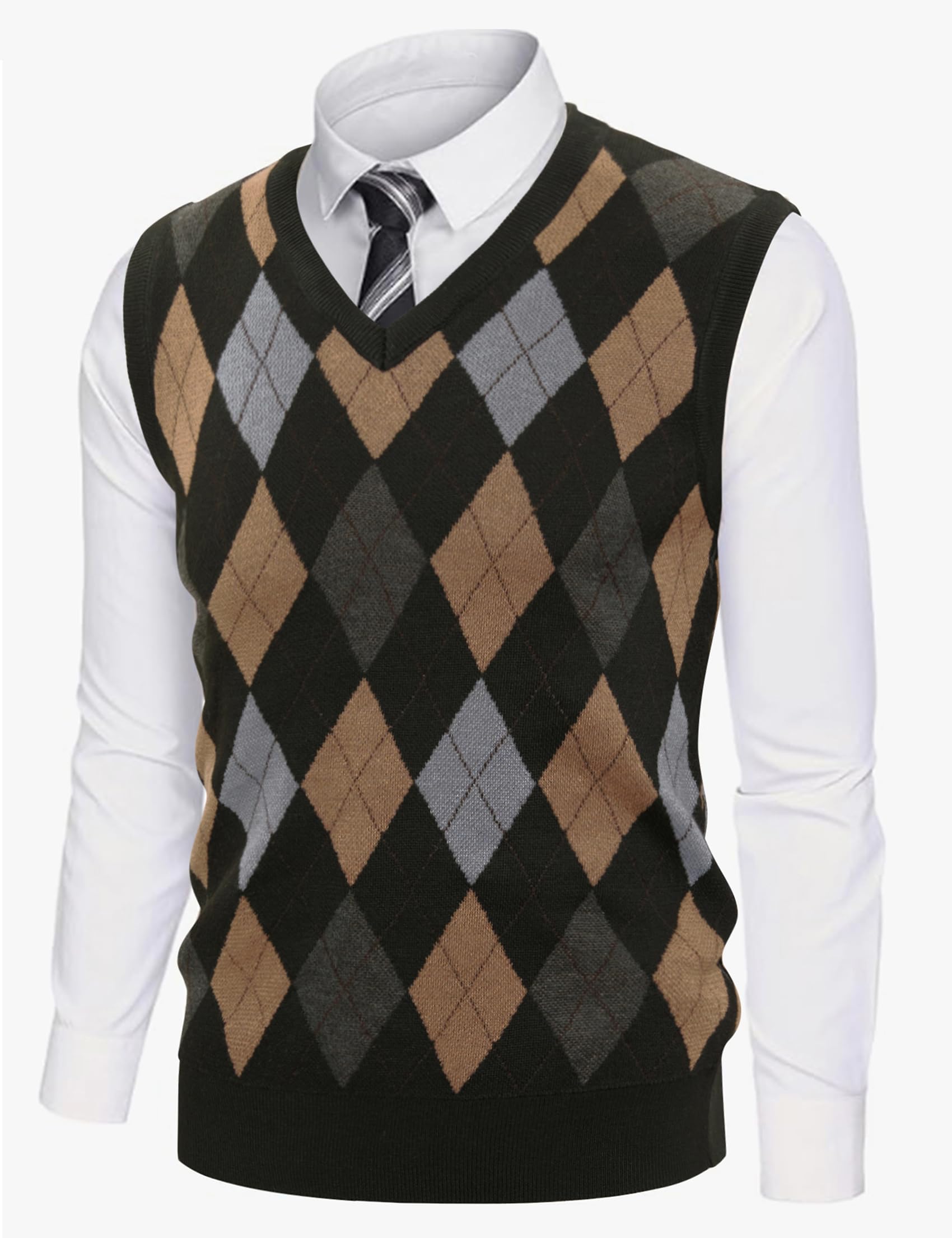 Sykooria Gilet Maglione da Uomo con Scollo V Maglioncino Smanicato Senza Maniche Pullover Gilet Cotone in Maglia Invernale Maglioni e Cardigan da Uomo Casual