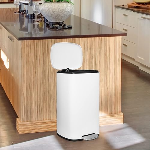 Miniatura 7 de Increkid Cubo de basura de 13.2 galones, cubo de basura de cocina de acero inoxidable con cubos interiores y tapa con bisagras, cubo de basura