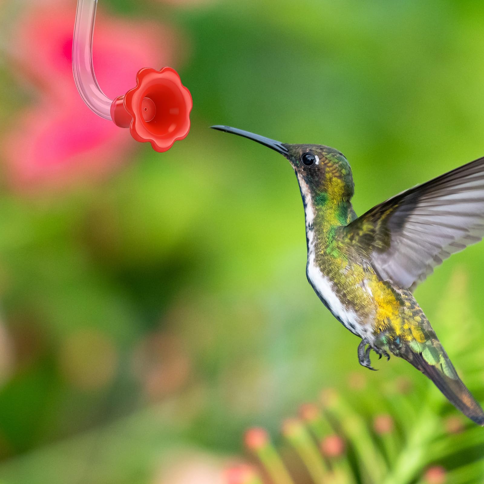 Paquete de 3 tubos de comedero de colibrí con tapón, piezas de repuesto para comedero de pájaros, punta resistente al goteo, flores de silicona para botella de vino al aire libre, hacer tus propios