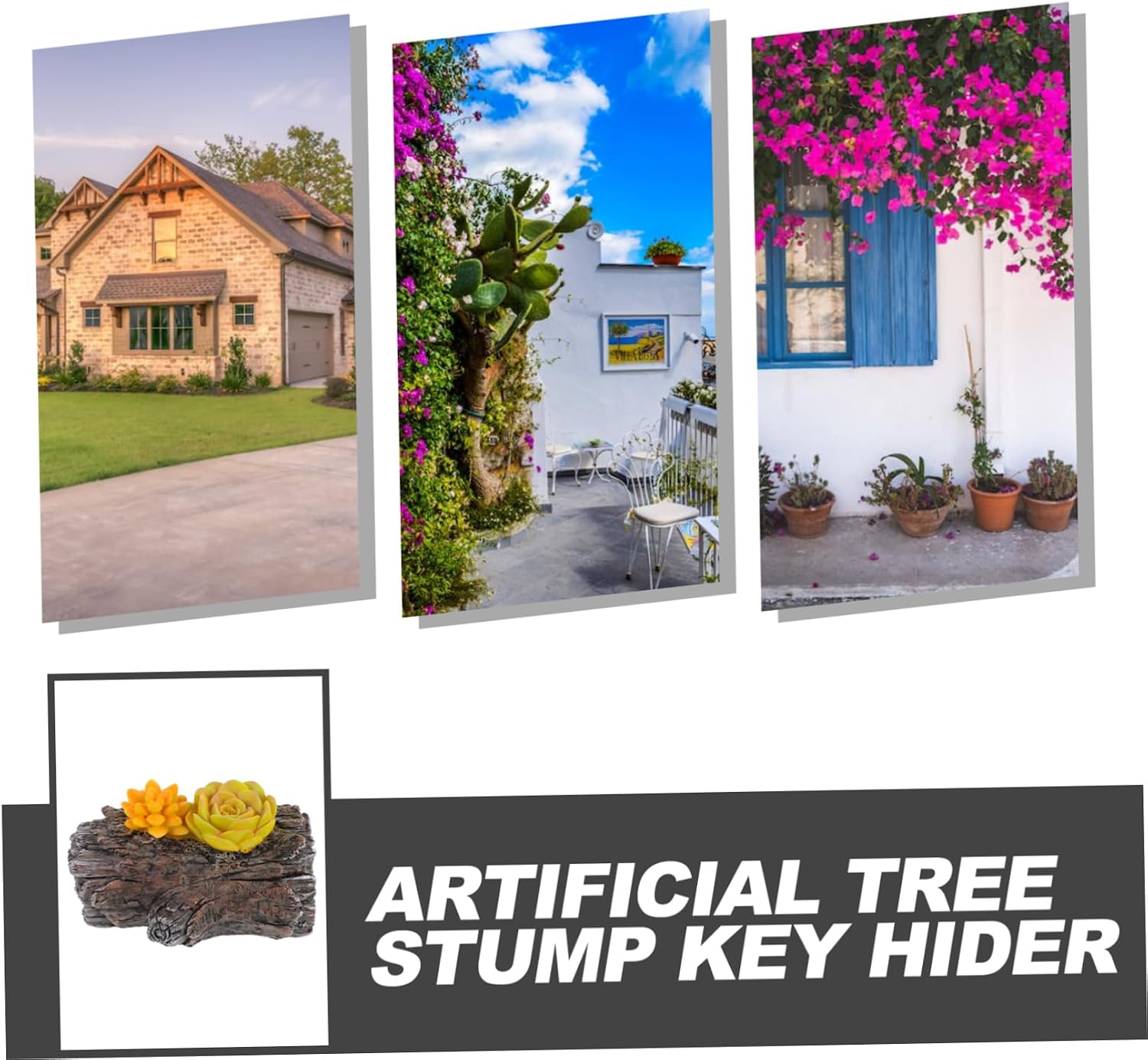 Xmas Artificial Tree Stump Resin Key Hider for Outdoor Garden Yard image 5