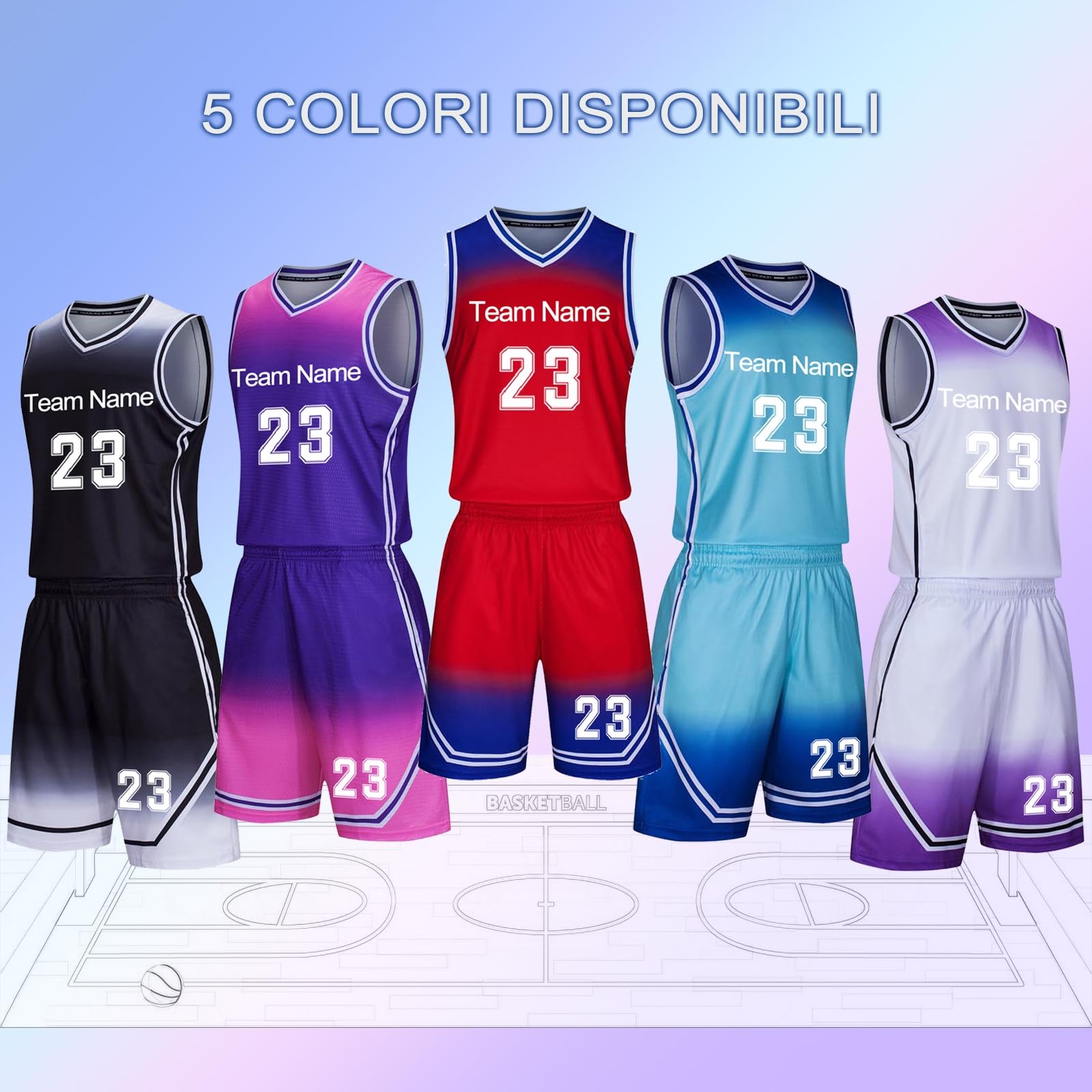 Maillot de Basket Personnalisé pour Enfants Adultes, Basketball T-Shirt Short Set 2 pièces Personnalisé avec Votre Nom, Numéro, Équipe (Color : White-1)