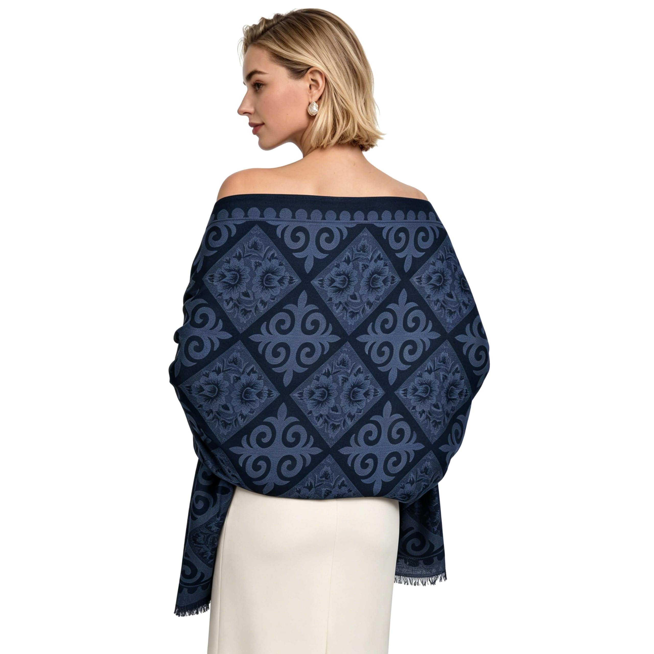WaJuemy Women's Pashmina Shawl Wraps for Evening Dresses Floral Soft Scarf Blanket Large…