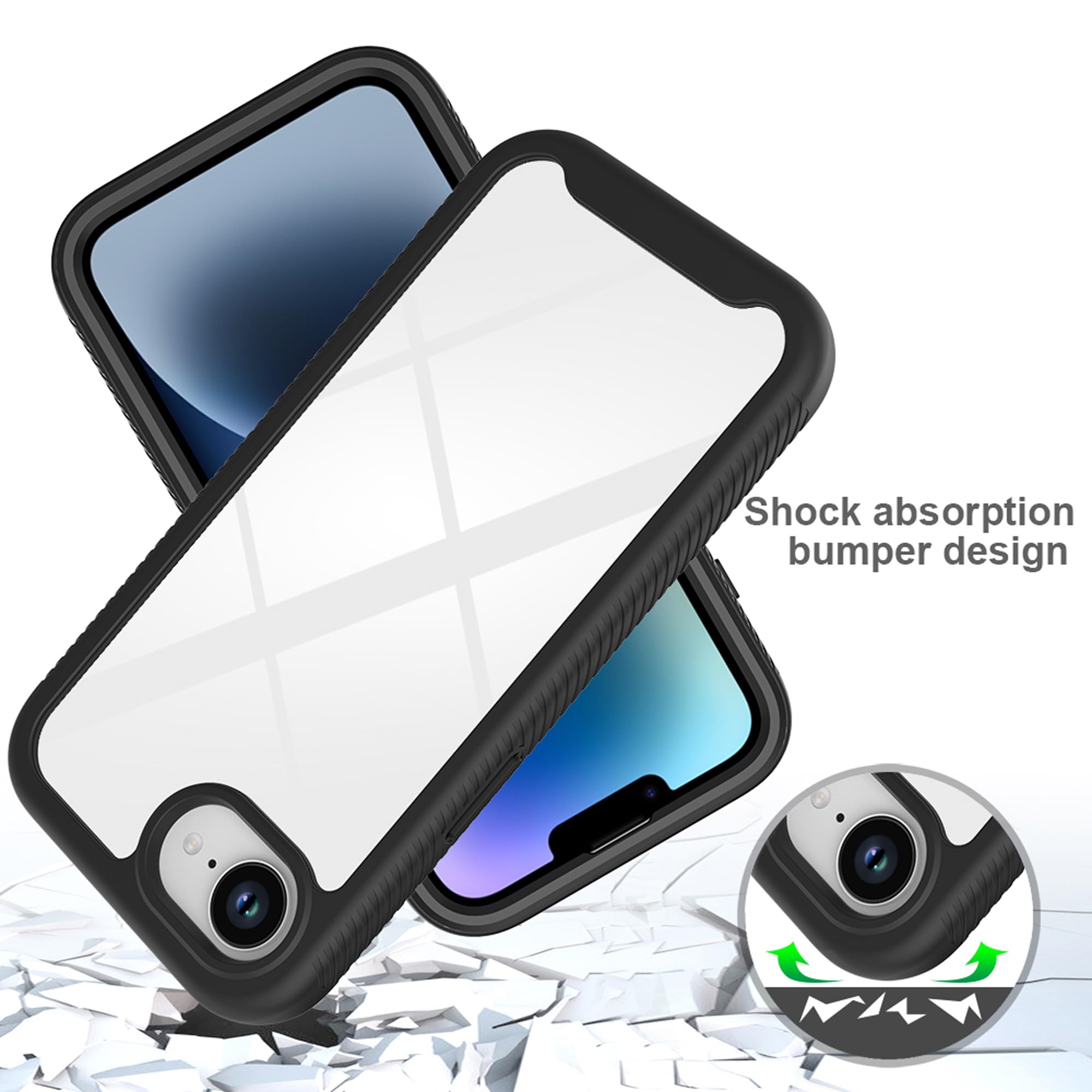 Custodia compatibile per iPhone 16e 2025, custodia per iPhone 16, custodia protettiva in silicone morbido trasparente in TPU trasparente, sottile, prevenzione delle cadute, assorbimento degli urti