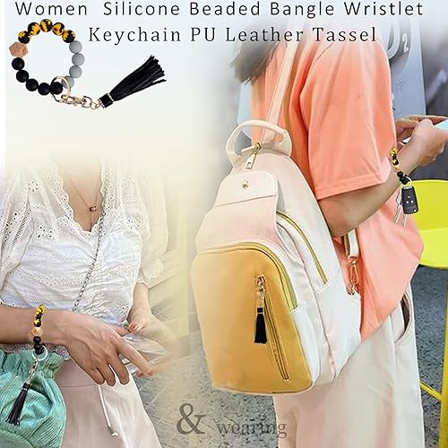 Miniatura 6 de BIHRTC - Pulserallavero para enganchar las llaves del auto, brazalete con cuentas de silicona para mujer