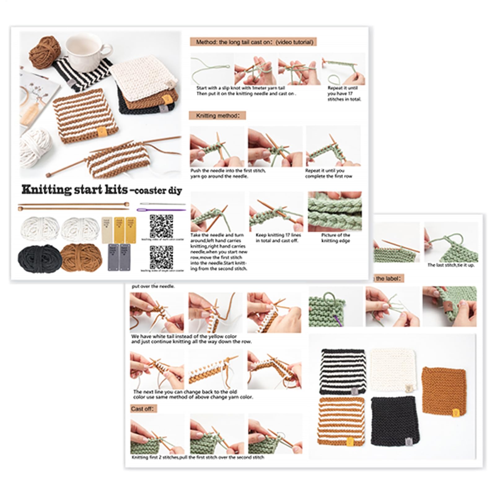 4 SET Strickset Für Anfänger Erwachsene Komplett, Mit Stricknadeln | Teetasse Matte Garn Zum Stricknadeln Für DIY Handwerk, AnfängerGeschenkidee Bastelbedarf Und Kits