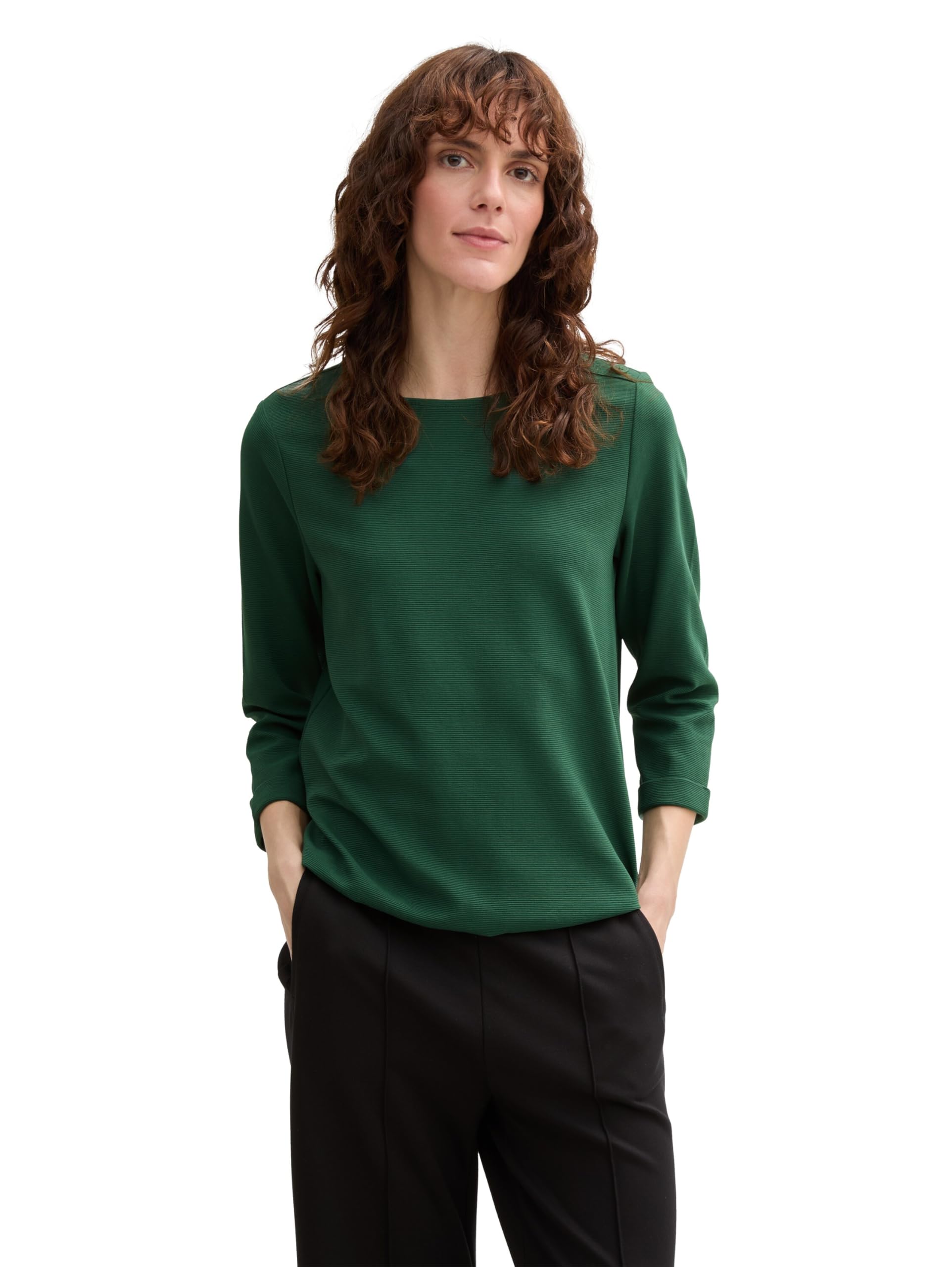 Tom Tailor Damen Langarmshirt mit Knopf-Details