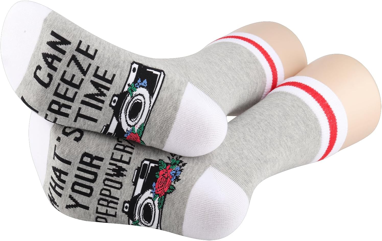 G2TUP 2 Pair Photographer Gift I Can Freeze Time Makeup Bag Photography Lover Socks Camera Lover Gifts Photo Club Gift Photo Lovers Sock (I CAN FREEZE TIME 2P)