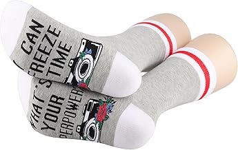 G2TUP 2 Pair Photographer Gift I Can Freeze Time Makeup Bag Photography Lover Socks Camera Lover Gifts Photo Club Gift Photo Lovers Sock (I CAN FREEZE TIME 2P)