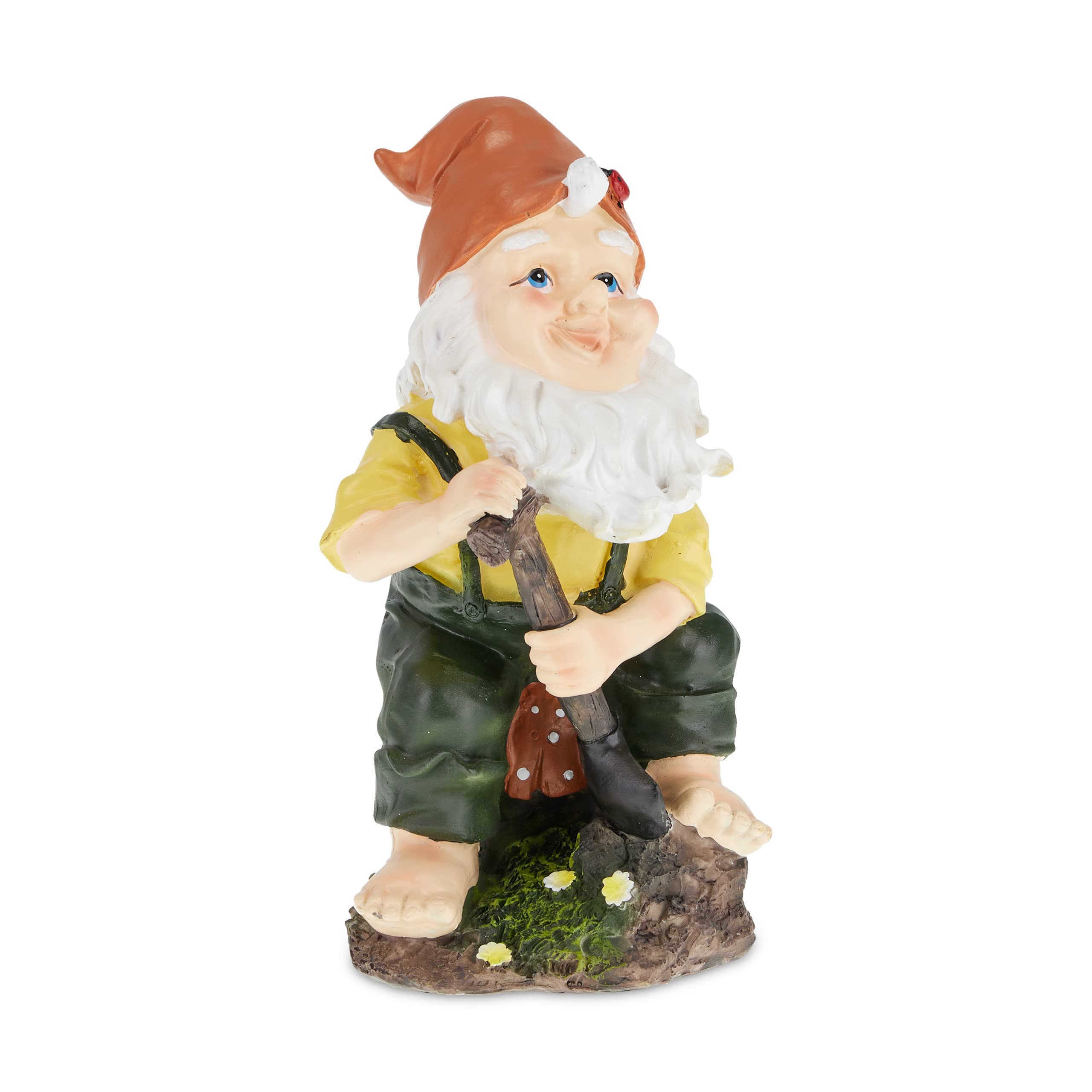 Relaxdays Garden Gnome with Spade, Weatherproof, Frost Resistant, 24 x 13 x 13 cm, Figurine, Polyresin, Multicoloured