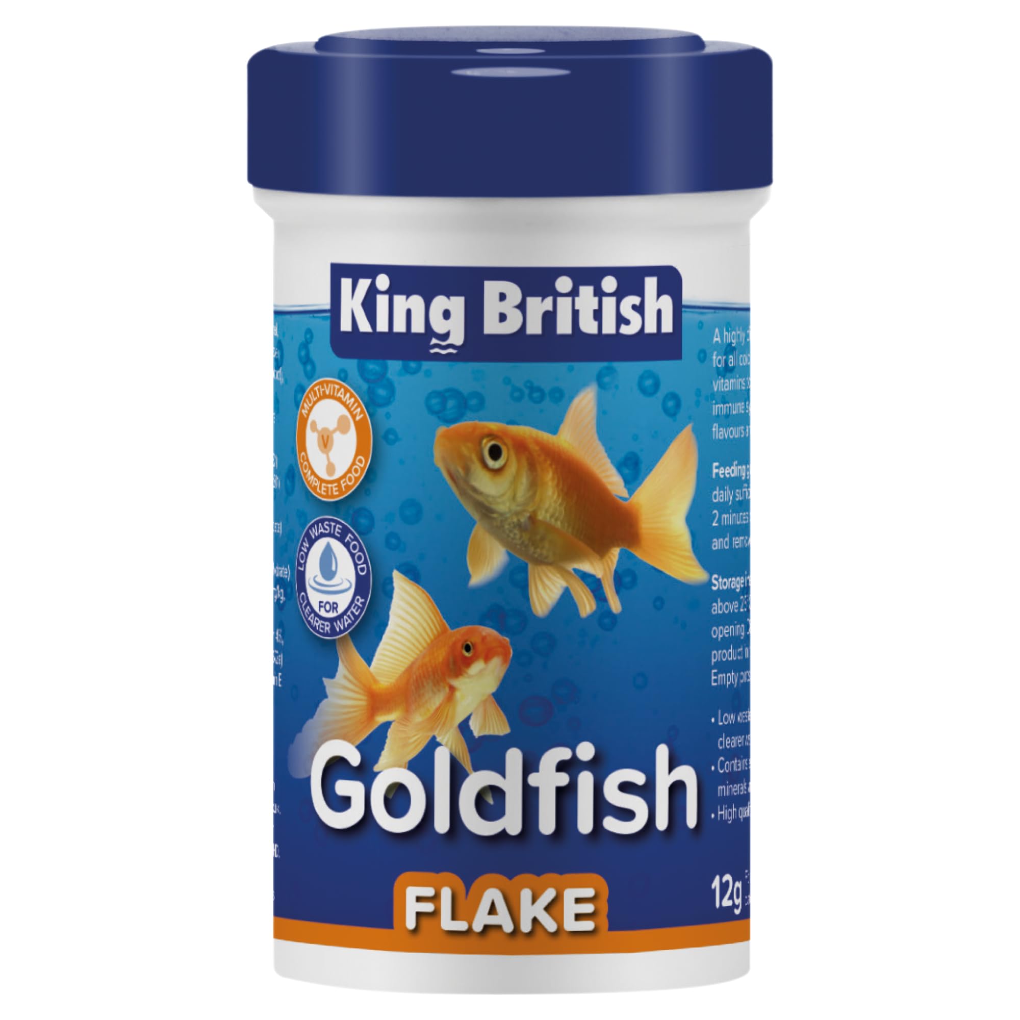 King British – Goldfish Flake 12g – Multi-Vitamin Complete Food – Clear Water Formula Natural Ingredients – For Goldfish & Other Cold Water Fish