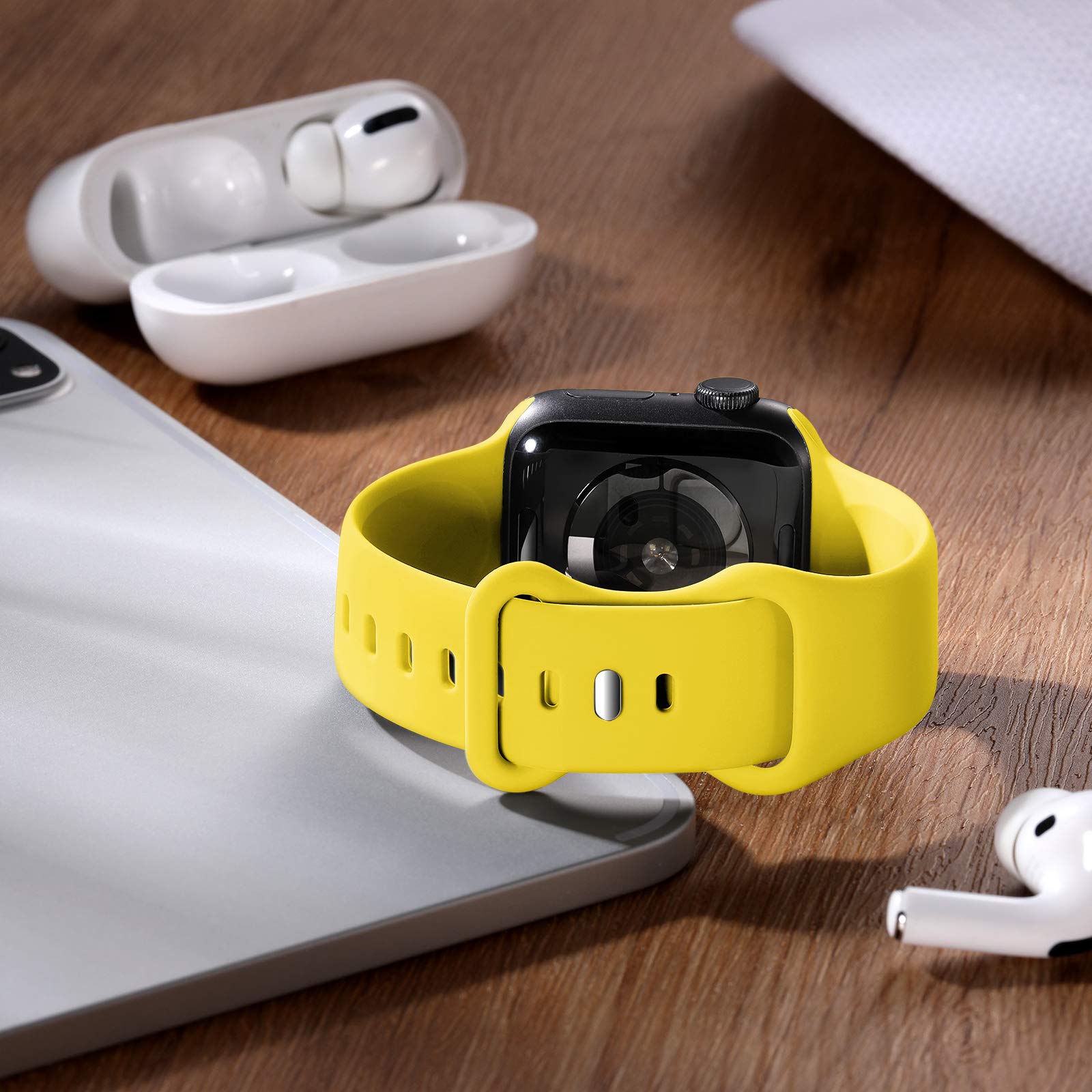 CeMiKa Cinturino Compatibile per Apple Watch Cinturino 38mm 40mm 41mm 42mm 44mm 45mm 49mm, Silicone Cinturini di Ricambio per iWatch Series 9 8 7 6 5 4 3 2 1 SE, 38mm/40mm/41mm-S/M, Giallo Mango