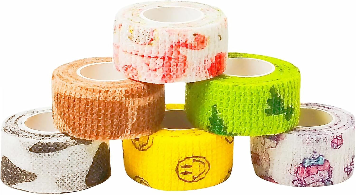6 Rolls Self Adhesive Bandage Wrap Tape Self Adherent Vet Wrap Tattoo Grip Tape Elastic Cohesive Bandage for Athletic Sports, Finger Wrist