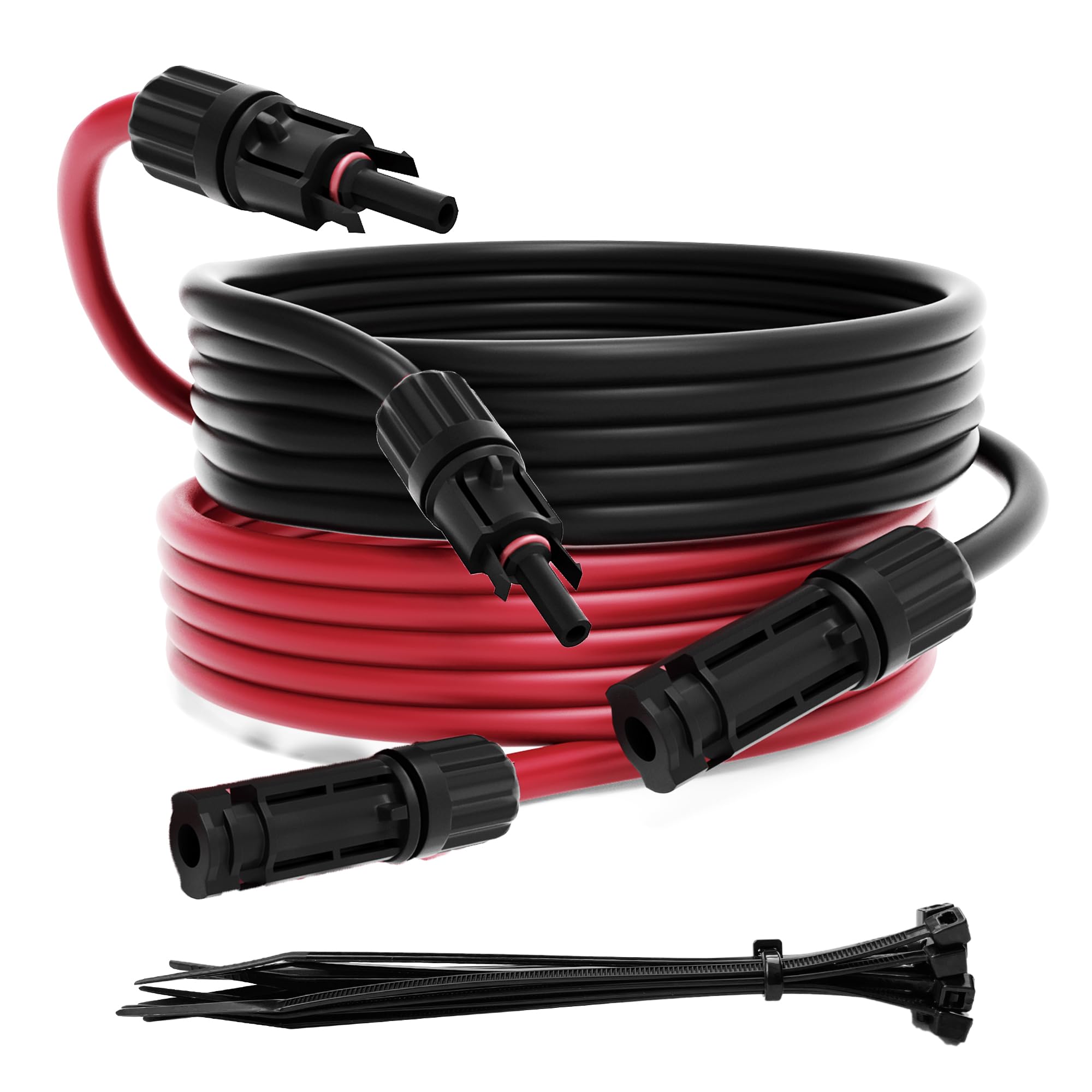 Solar Extension Cable 10AWG 6mm² 100FT PV Wire 10Gauge SJZSUNRUN Adaptor Panels Cables with Female & Male Waterproof Connectors for Outdoors, Marine, RV, Photovoltaic (Black& Red)