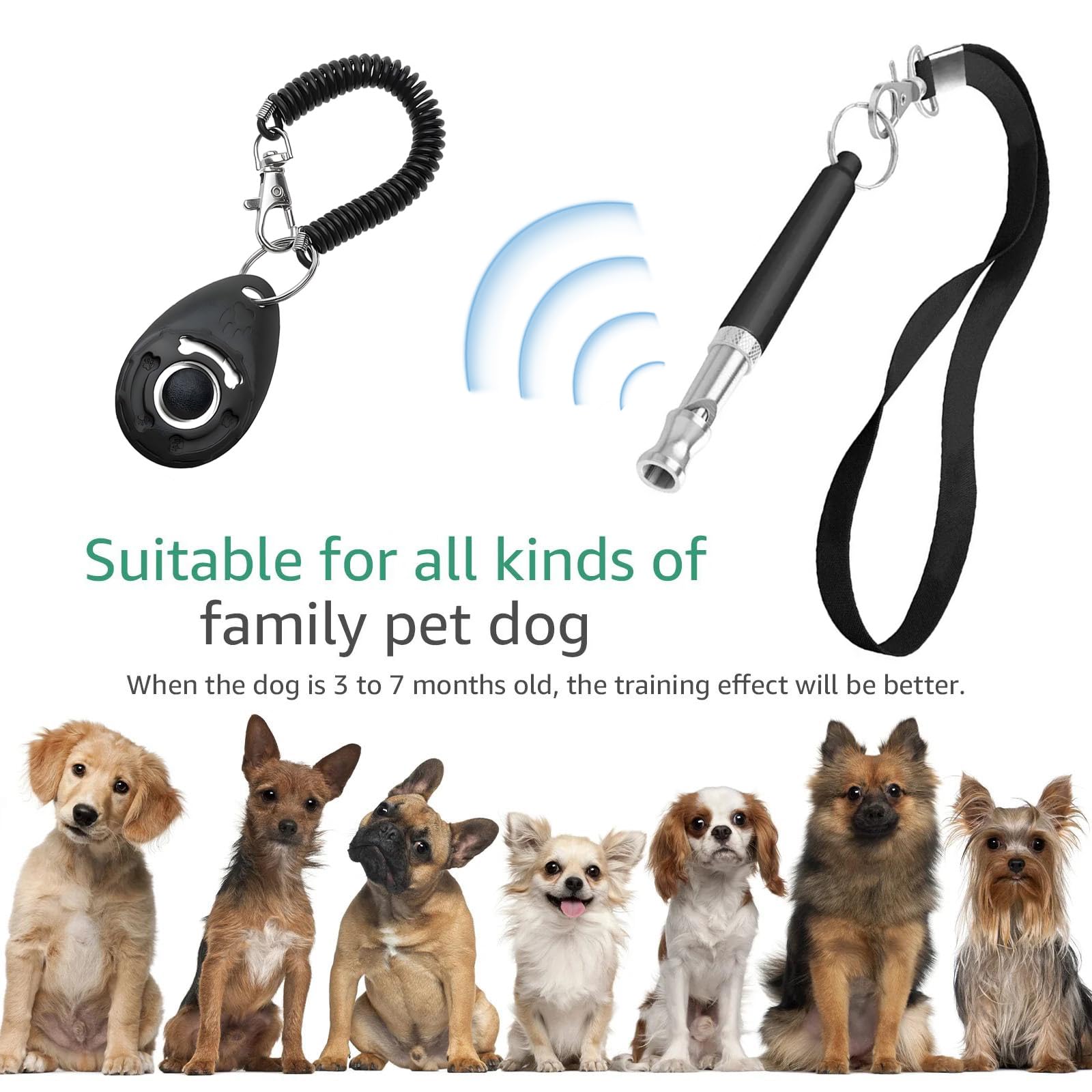 Dog Whistles Clicke Training Set, Portable Supersonic Silent Dog Training Whistles with lanyard, Dogs Whistle to Stop Barking - Image 4