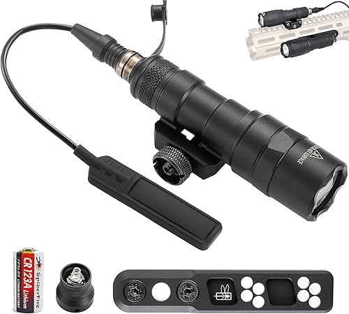 LECPECON Linterna táctica Mloc linterna con interruptor de presión remoto y montaje Mloc, montaje Picatinny (300)