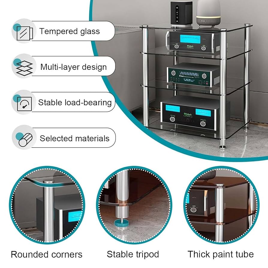 Amazon | オーディオラック スピーカースタンド 強化ガラス