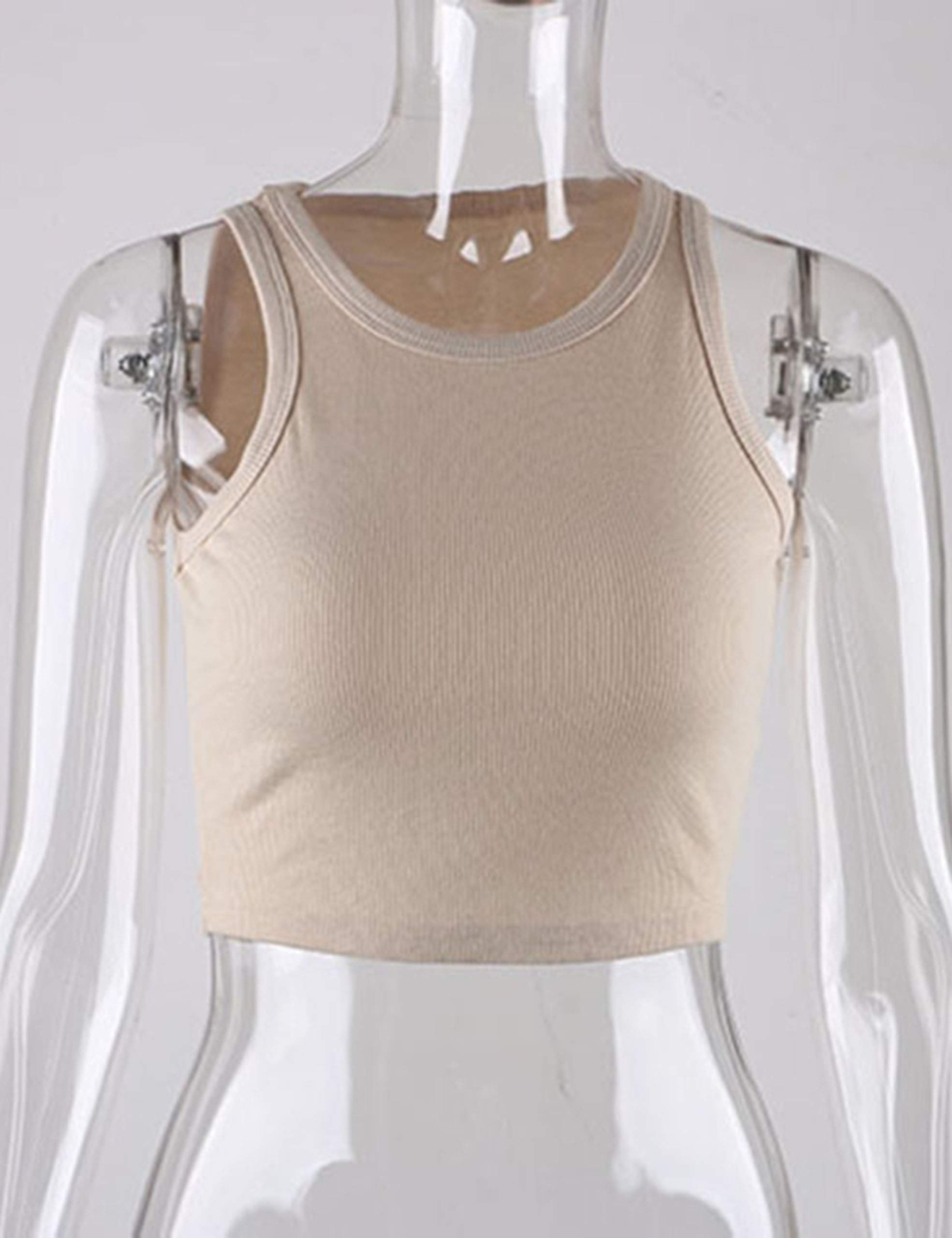 KAMISSY Cotton Rib-Knit Racerback Basic Tank Tops for Women Girls Sleeveless Vest Binding Y2k Crop Tank Top