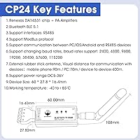 Vista 3 de Adaptador serie DX-CP24 RS485 a Bluetooth Módulo de comunicación Bluetooth inalámbrico industrial a convertidor, cambia el dispositivo con cable a