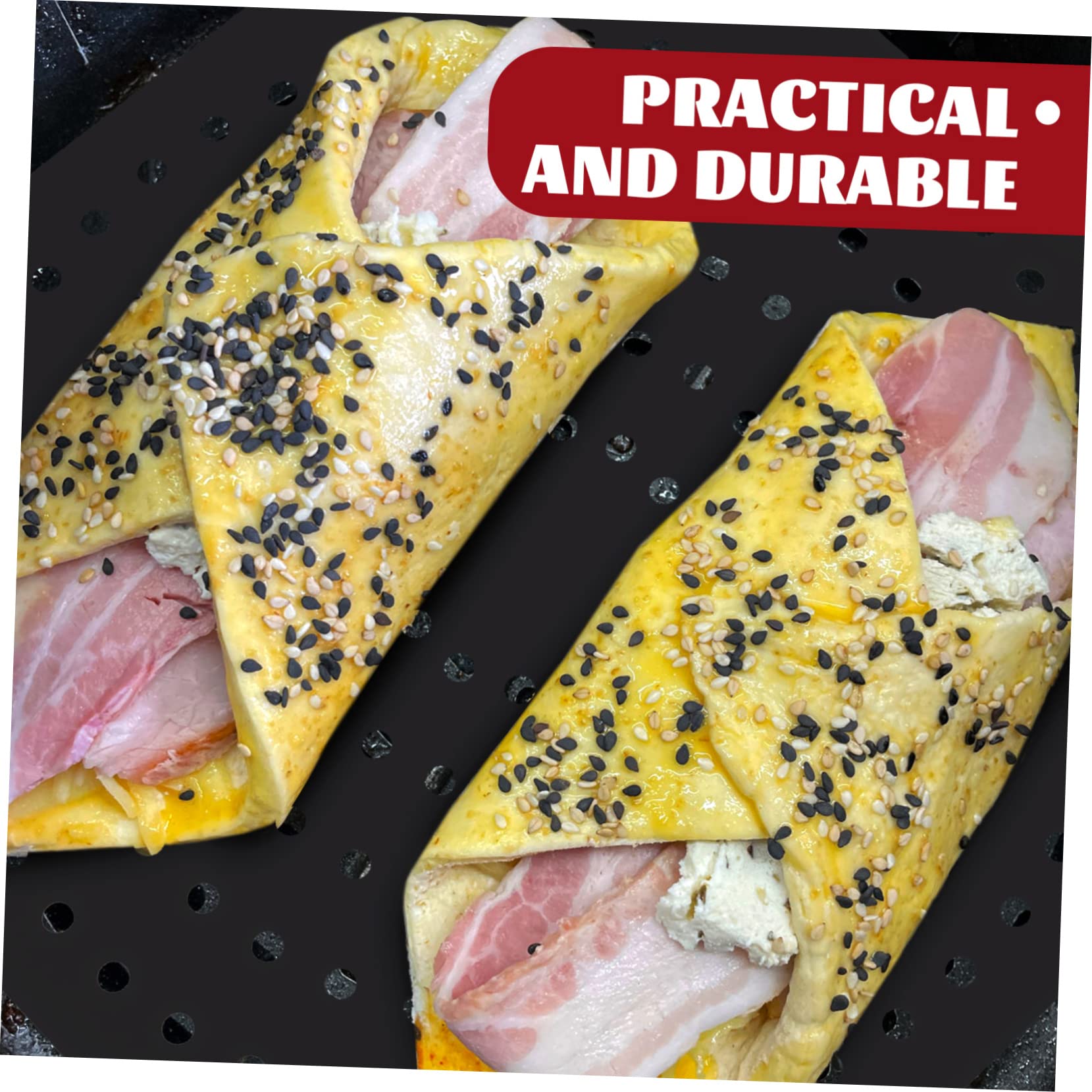 TOPBATHY 4 Stück Silikon-Fritteuseinlagen Backmatte für die Küche Wiederverwendbares Pad für Heißluftfritteuse silikonmatte für backofen silikonschalen für airfryer Silikon-Backmatte