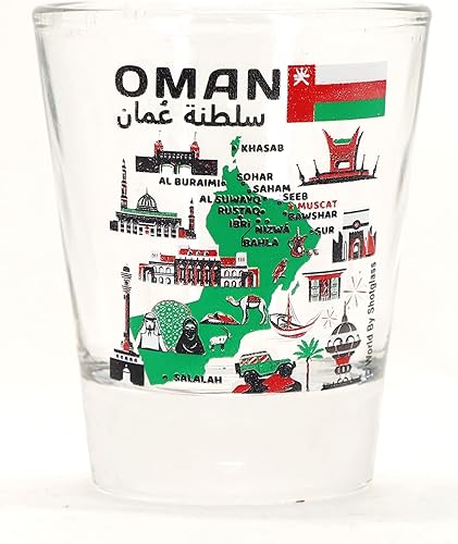 Omán Puntos de interés e iconos Collage Shot Glass