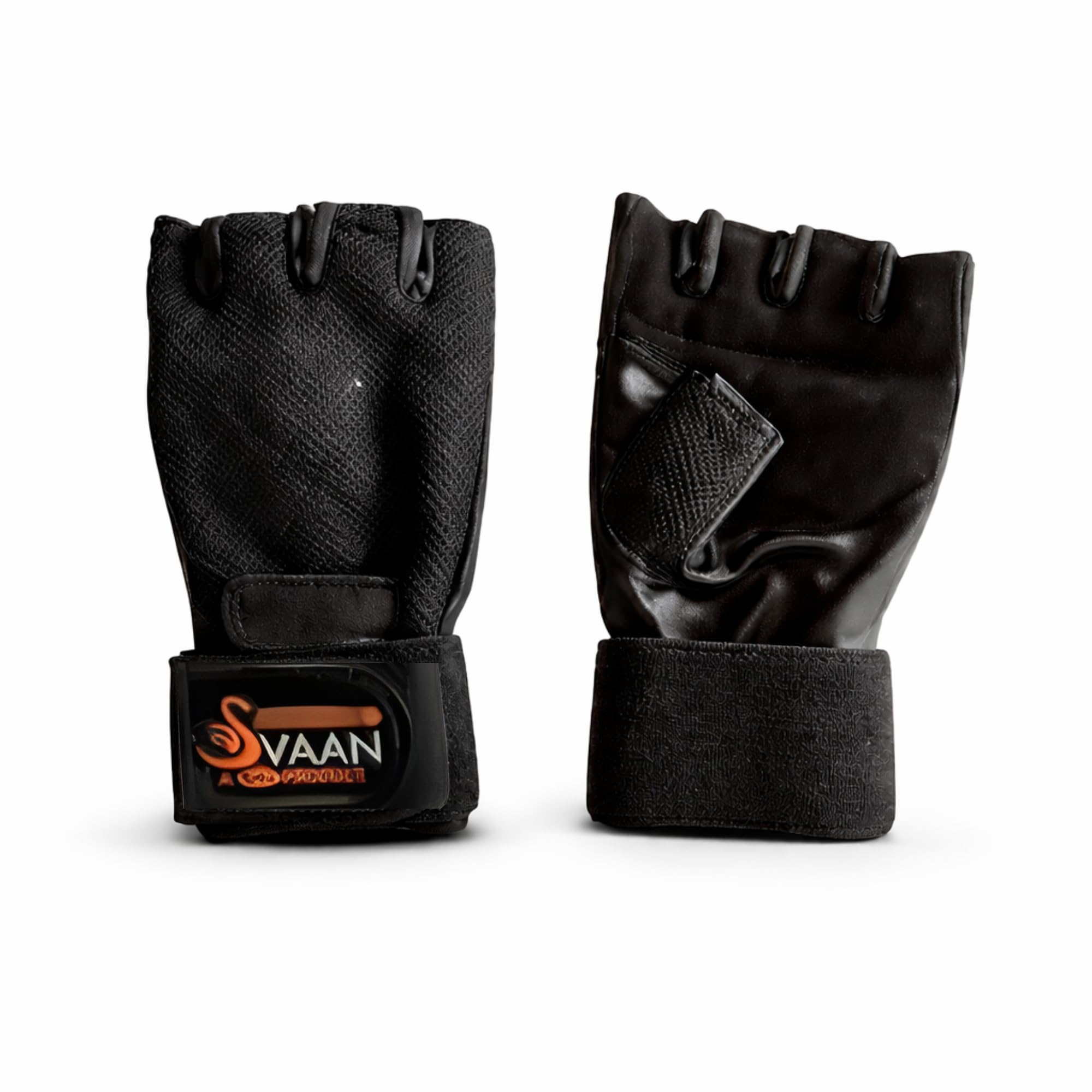 Sports Gloves Max Made of Added Stretchable Leather Palm, Full Heavy Mesh Back Fitted 2" Long Elastic for More Comfort, Velcro Fitted, Size : Free Size, Colour : Black-image-27