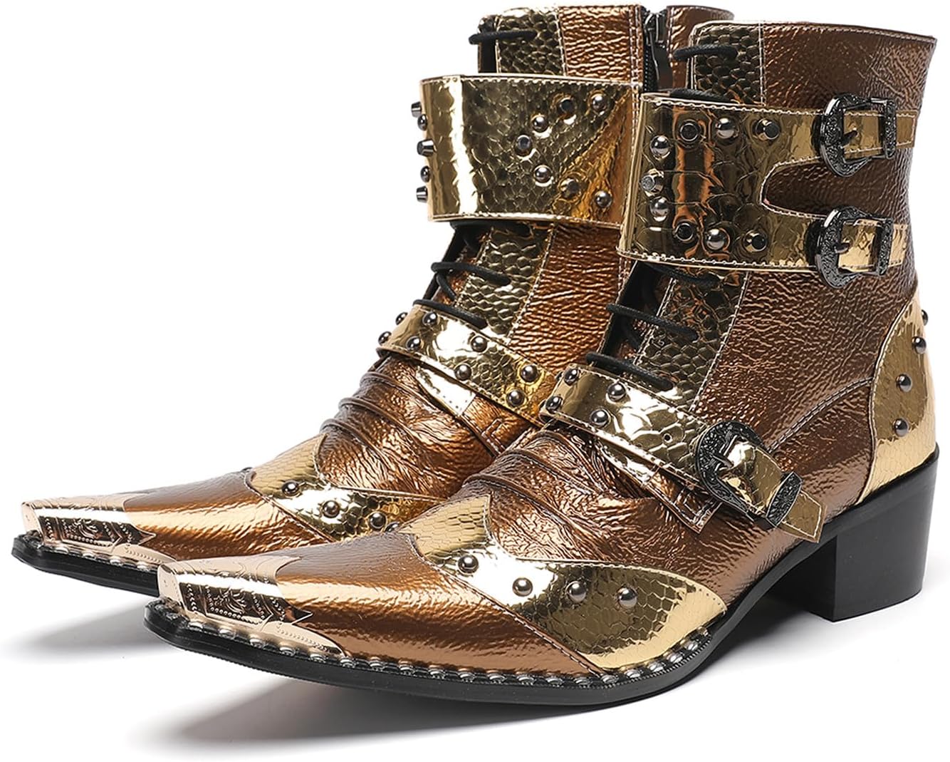 Santimon Men's Cowboy Boots - Genuine Leather Comfort