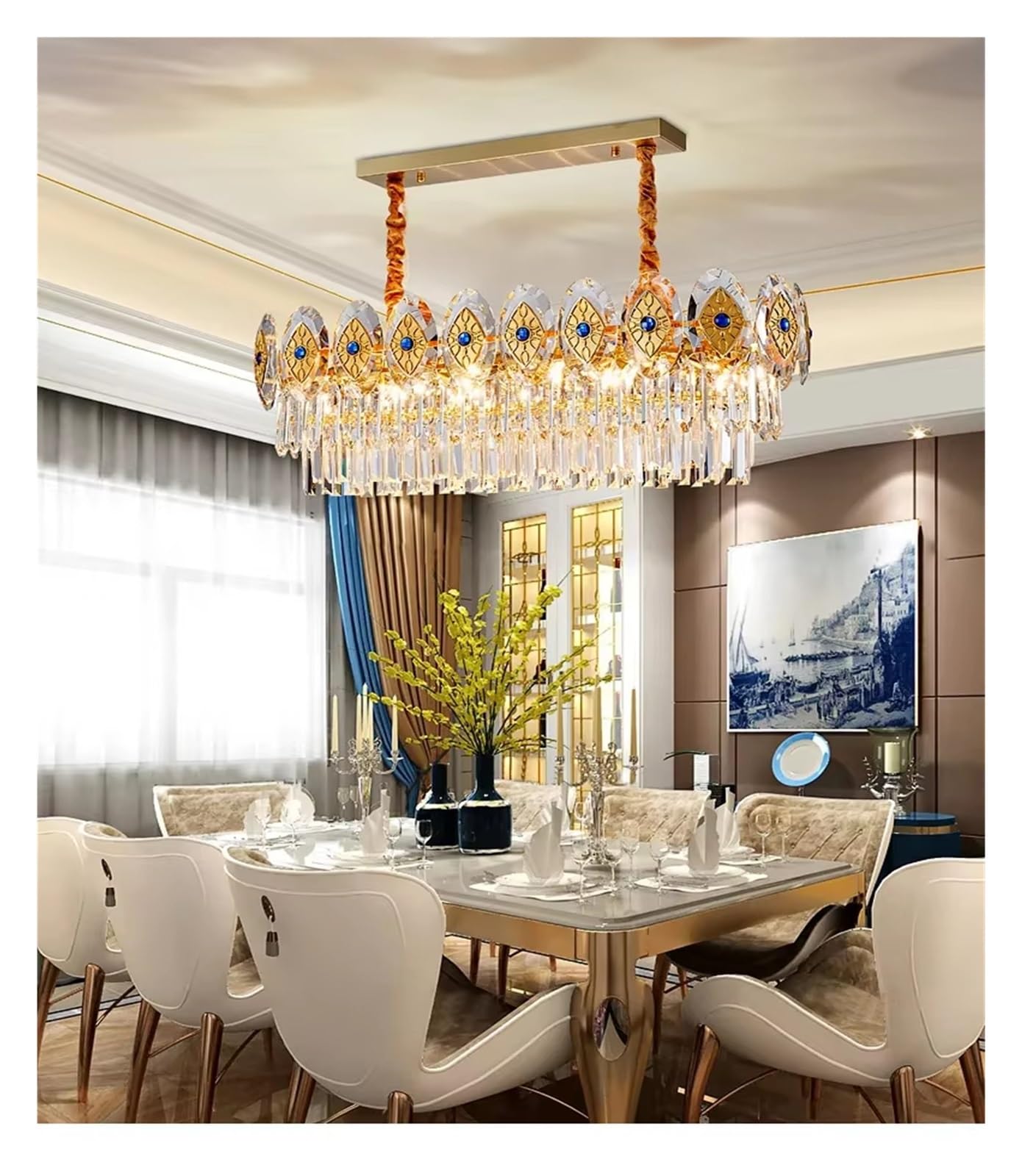 MESOVFCA LED Round Chandelier Lighting for Living Room Dining Room Crystal Lamp Luxury Ceiling Chandeliers Home Light Fixtures,for Various Spaces