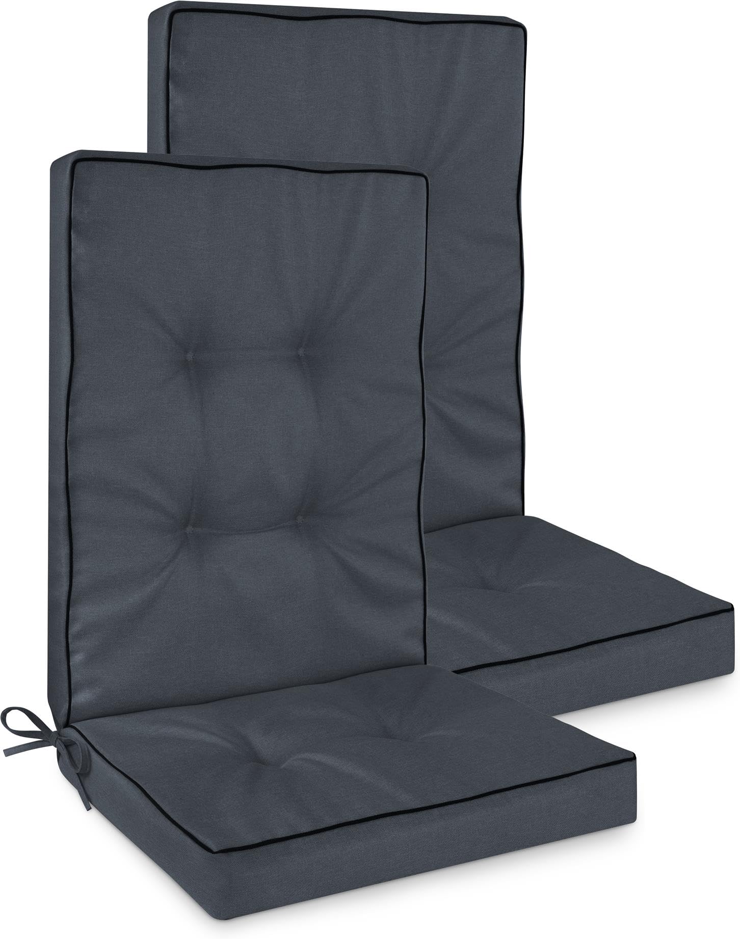 Hochlehner Auflagen Set 2er, 4er oder 6er – Gartenstuhlauflagen mit dickem Schaumstoffkern für hohen Sitzkomfort – Polster für Garten- und Terrassenstühle – made in Poland Dunkelgrau 120 x 50 x 8 cm
