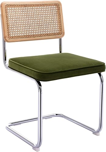 Miniatura 9 de Zesthouse Juego de 4 sillas de comedor modernas de mediados de siglo, sillas de comedor de ratán natural con respaldo de madera maciza y base