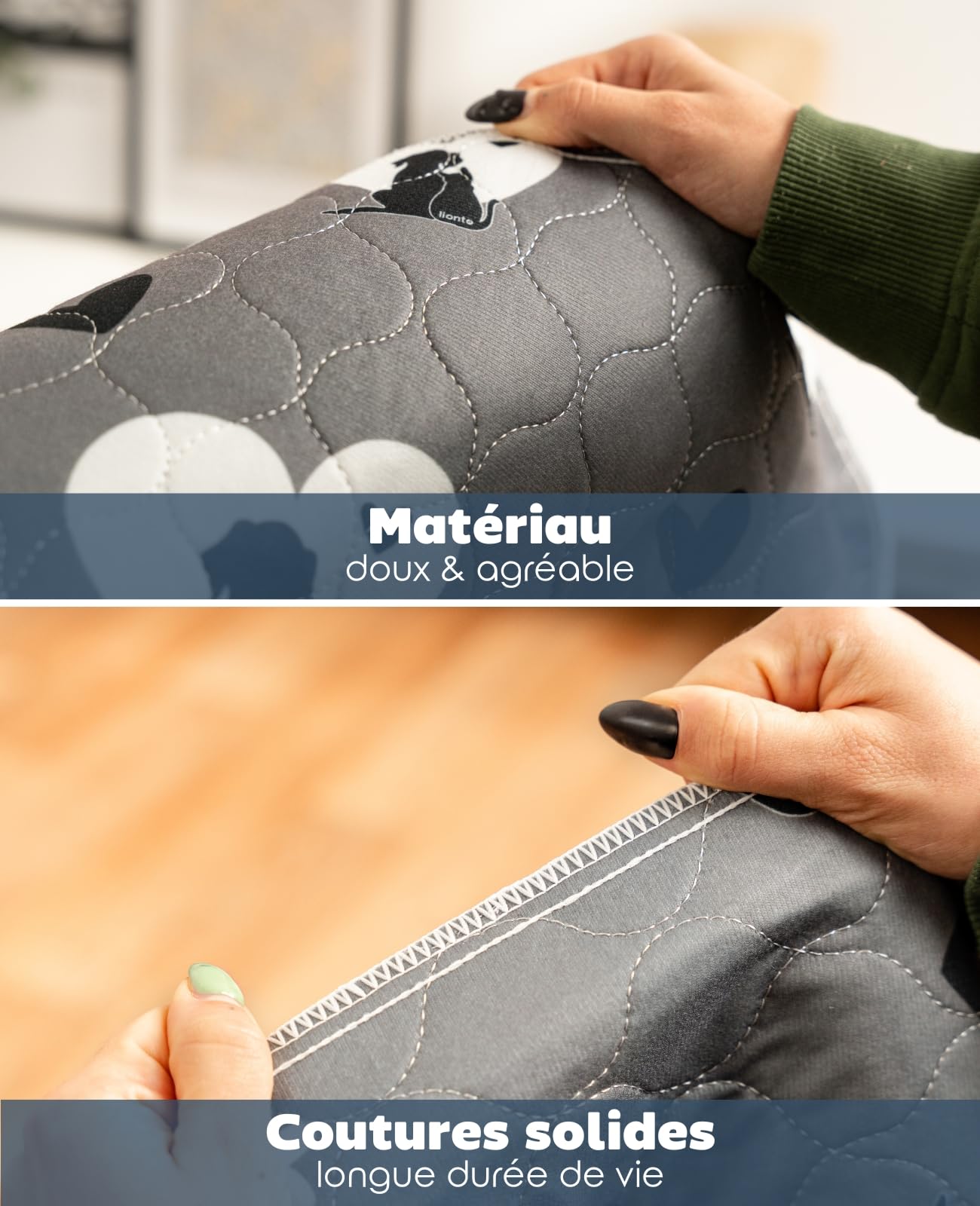 lionto Tapis pour Chiots réutilisables, Lot de 2, 122x91 cm, lavables jusqu'à 90°, Ultra absorbants pour la propreté, Tapis d'entraînement antidérapants pour Chiens âgés, 4 Couches, écologiques, Gris
