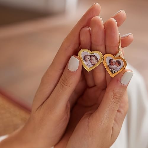 Miniatura 6 de Fanery Sue Locket Necklace for Women, Heart Lockets Picture Pendant Necklaces Jewelry Memory Gifts for Women