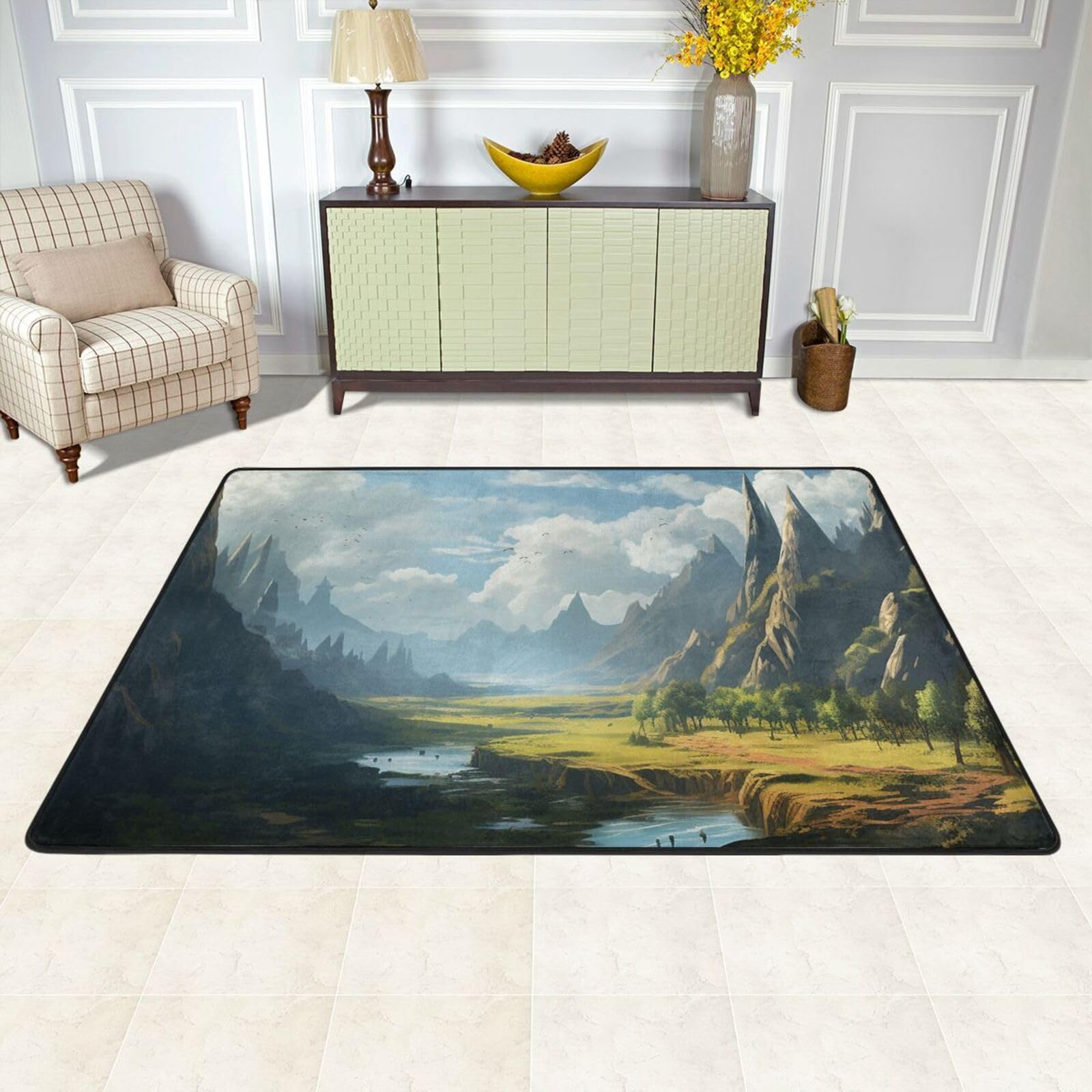 Tapis de sol absorbant lavable 91x61 cm pour salon et cuisine