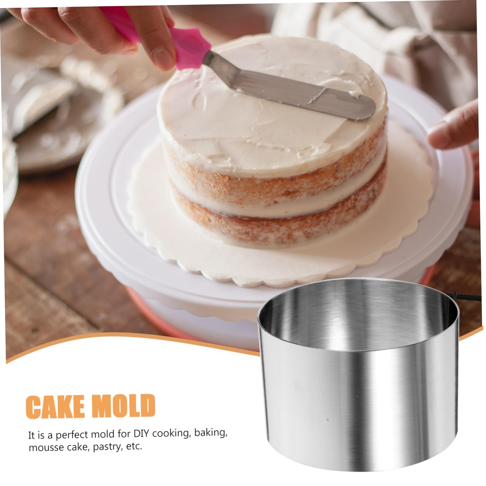 COLLBATH 8x8cm Stainless Steel Mousse Ring Cake Baking Mold Cookie Cutter Biscuit Mould for Baking